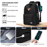 Lightweight Black Backpack for School, Backpack for Teen Boys Girls, Middle Colloge High School Backpack for Women Men, Simple Daypack Bookbag, Kids Book Bag, Mochilas Escolares para