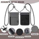 Likesing 5.5" L x 7.9" W Travel Neck Wallet, RFID Blocking Passport Holder, Security Lightweight Passport Travel Wallet, Neck Pouch Gifts for Women Men(Grey)