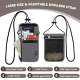 Likesing 5.5" L x 7.9" W Travel Neck Wallet, RFID Blocking Passport Holder, Security Lightweight Passport Travel Wallet, Neck Pouch Gifts for Women Men(Grey)