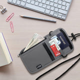 Likesing 5.5" L x 7.9" W Travel Neck Wallet, RFID Blocking Passport Holder, Security Lightweight Passport Travel Wallet, Neck Pouch Gifts for Women Men(Grey)