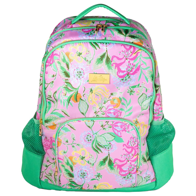 Lilly Pulitzer Large Backpack with Pockets, Adjustable Strap, and Handle, Large Bookbag for Work and Travel, Via Amore Spritzer