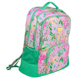 Lilly Pulitzer Large Backpack with Pockets, Adjustable Strap, and Handle, Large Bookbag for Work and Travel, Via Amore Spritzer