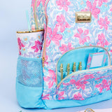 Lilly Pulitzer Large Backpack with Pockets, Adjustable Straps and Top Handle, Large Bookbag for Work and Travel (Beachside Haven)