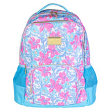 Lilly Pulitzer Large Backpack with Pockets, Adjustable Straps and Top Handle, Large Bookbag for Work and Travel (Beachside Haven)