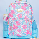 Lilly Pulitzer Large Backpack with Pockets, Adjustable Straps and Top Handle, Large Bookbag for Work and Travel (Beachside Haven)