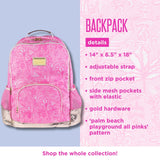 Lilly Pulitzer Large Backpack with Pockets, Adjustable Straps and Top Handle, Large Bookbag for Work and Travel (Palm Beach Playground)