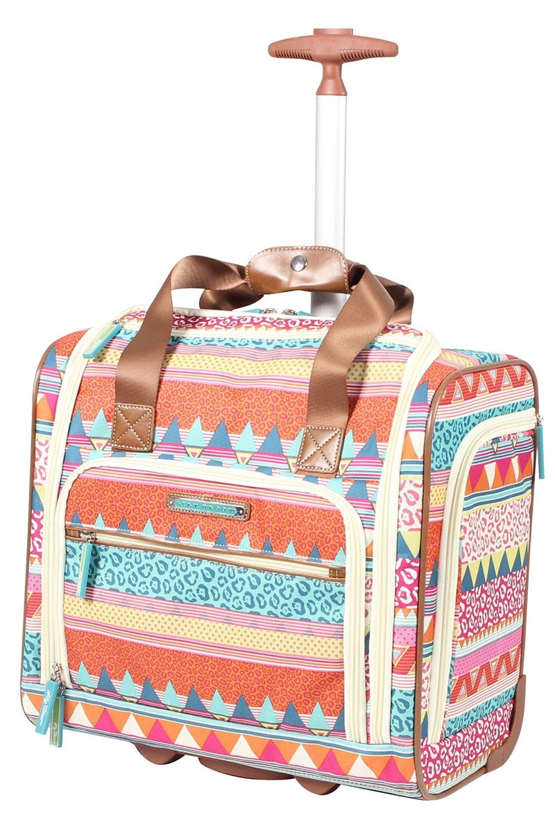 Lily Bloom Designer 15 Inch Carry On - Weekender Overnight Business Travel Luggage - Lightweight 2 - Rolling Wheels Suitcase - Under Seat Rolling Bag for Women (On the Prowl)