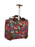 Lily Bloom Designer 15 Inch Carry On - Weekender Overnight Business Travel Luggage - Lightweight 2 - Rolling Wheels Suitcase - Under Seat Rolling Bag for Women (Playful Garden Gray)