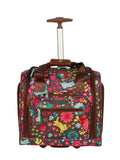 Lily Bloom Designer 15 Inch Carry On - Weekender Overnight Business Travel Luggage - Lightweight 2 - Rolling Wheels Suitcase - Under Seat Rolling Bag for Women (Playful Garden Gray)