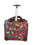 Lily Bloom Designer 15 Inch Carry On - Weekender Overnight Business Travel Luggage - Lightweight 2 - Rolling Wheels Suitcase - Under Seat Rolling Bag for Women (Playful Garden Gray)