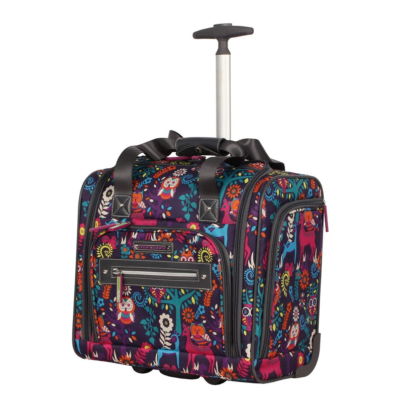 Lily Bloom Designer 15 Inch Carry On - Weekender Overnight Business Travel Luggage - Lightweight 2 - Rolling Wheels Suitcase - Under Seat Rolling Bag for Women (Wildwoods)