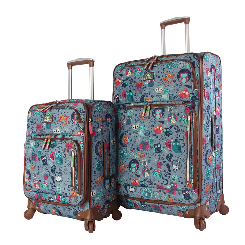 Lily Bloom Luggage 3 Piece Softside Spinner Suitcase Set Collection (Night Owl)