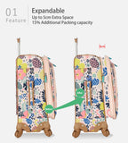 Lily Bloom Luggage Carry On Expandable Design Pattern Suitcase For Woman With Spinner Wheels (Trop Pineapple, 20in)