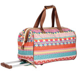 Lily Bloom Pattern 22 Inch Duffel Bag with 2 - Rolling Wheels, Weekender Overnight Travel Lightweight Carry - On Suitcase For Women