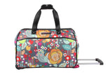 Lily Bloom Pattern 22 Inch Duffel Bag with 2 - Rolling Wheels, Weekender Overnight Travel Lightweight Carry - On Suitcase For Women