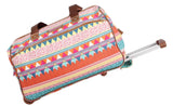 Lily Bloom Pattern 22 Inch Duffel Bag with 2 - Rolling Wheels, Weekender Overnight Travel Lightweight Carry - On Suitcase For Women