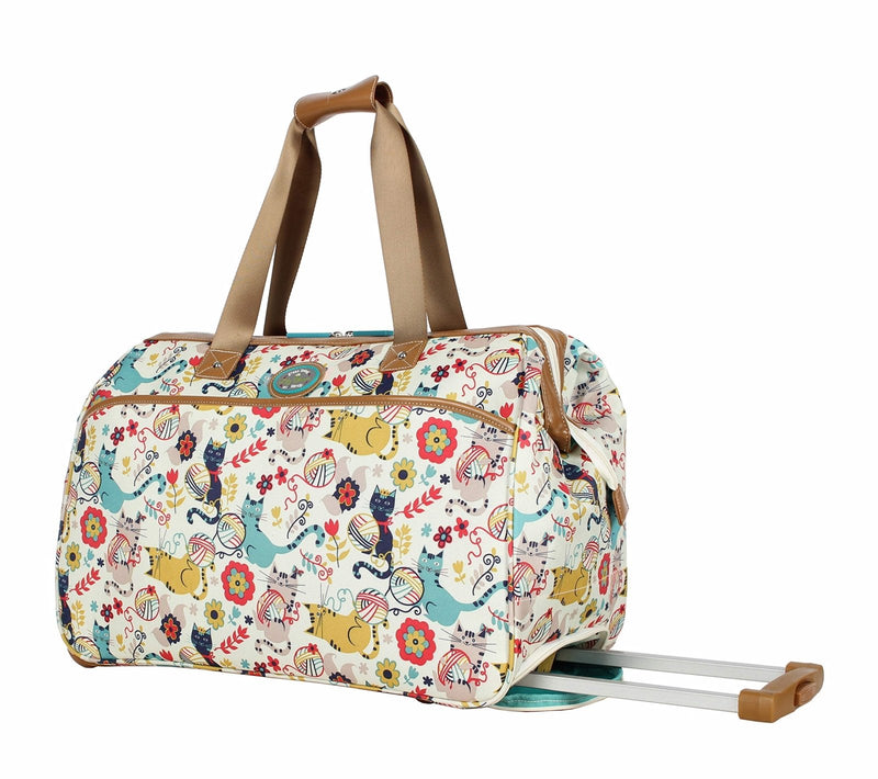 Lily Bloom Pattern 22 Inch Duffel Bag with 2 - Rolling Wheels, Weekender Overnight Travel Lightweight Carry - On Suitcase For Women