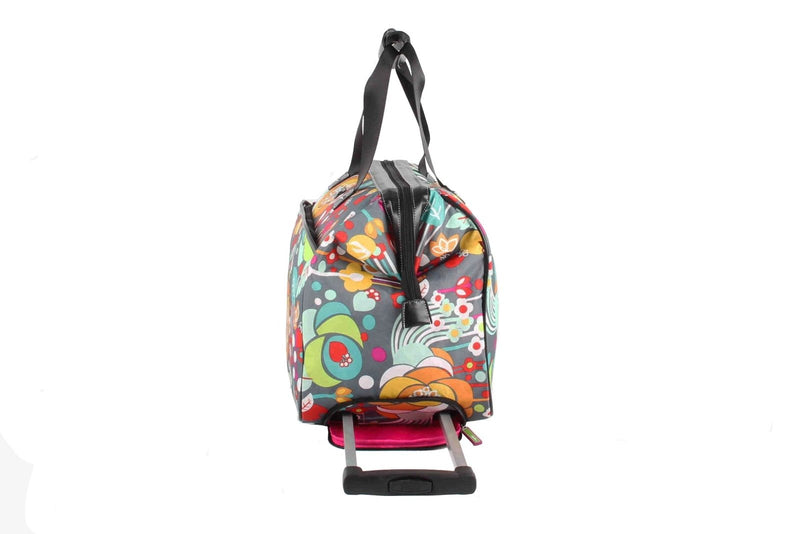 Lily Bloom Pattern 22 Inch Duffel Bag with 2 - Rolling Wheels, Weekender Overnight Travel Lightweight Carry - On Suitcase For Women