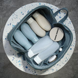 LINE+ARC Machine - Washable Neoprene Toiletry Bag (Ocean) Modern Blue Dopp Kit Soft Insulation for Cosmetics Makeup Travel Skincare Shaving Large Case Men Women Overnight Easy - to - Clean