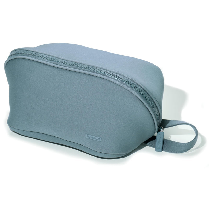 LINE+ARC Machine - Washable Neoprene Toiletry Bag (Ocean) Modern Blue Dopp Kit Soft Insulation for Cosmetics Makeup Travel Skincare Shaving Large Case Men Women Overnight Easy - to - Clean