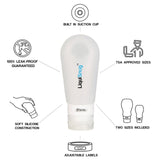 LiquiSnugs Premium - 100% Guaranteed Leak Proof Silicone Travel Bottles For Toiletries - TSA Approved Container. Premium Range Travel Shampoo Bottles with Suction Cups and Adjustable Labels