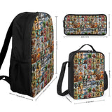 LIUCIOL Italian Brainrot 3PCS Backpacks, Novelty Meme Graphic 17 IN Daypack, Brainrot Casual Lightweight travel bag with Side Pocket