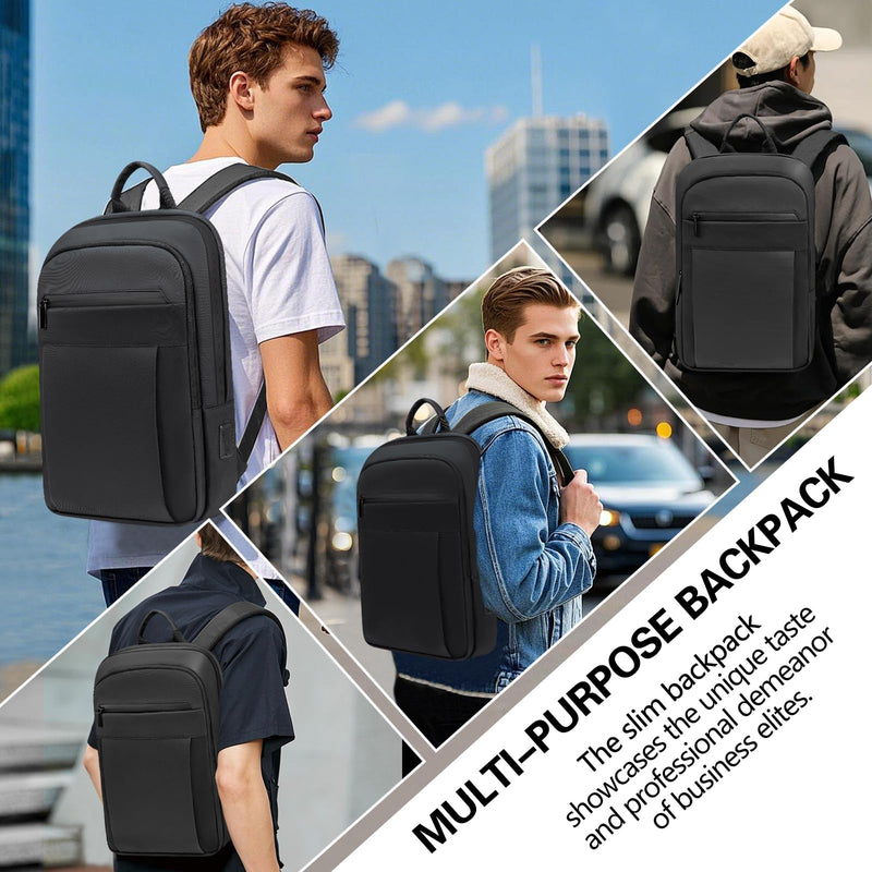 Lixiin Backpack for Men Women Lightweight Business Laptop Backpack for 15.6 Inch Computer Bag Slim Anti - Theft Backpack for Commuting Work Office College Travel with a Small Bag (Black, 15.6")