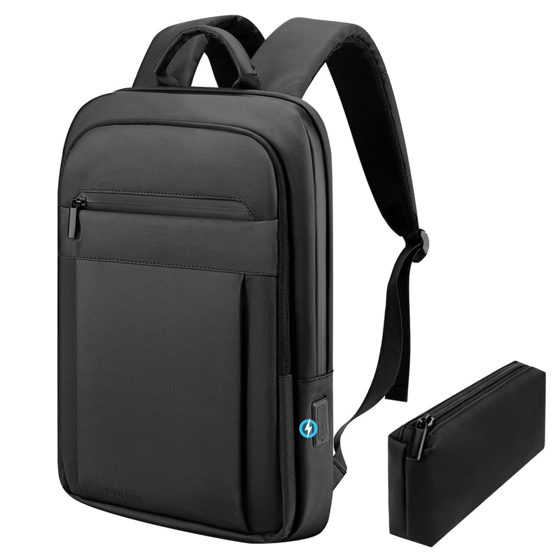 Lixiin Backpack for Men Women Lightweight Business Laptop Backpack for 15.6 Inch Computer Bag Slim Anti - Theft Backpack for Commuting Work Office College Travel with a Small Bag (Black, 15.6")