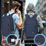 Lixiin Business Backpack for Men Lightweight Commute Laptop Backpack Anti - Theft Water Resistant Backpack for 17.3 Inch Computer for Daily Office Work with Small Bag (Blue, 17.3")