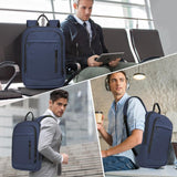 Lixiin Business Backpack for Men Lightweight Commute Laptop Backpack Anti - Theft Water Resistant Backpack for 17.3 Inch Computer for Daily Office Work with Small Bag (Blue, 17.3")