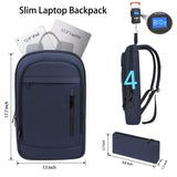 Lixiin Business Backpack for Men Lightweight Commute Laptop Backpack Anti - Theft Water Resistant Backpack for 17.3 Inch Computer for Daily Office Work with Small Bag (Blue, 17.3")