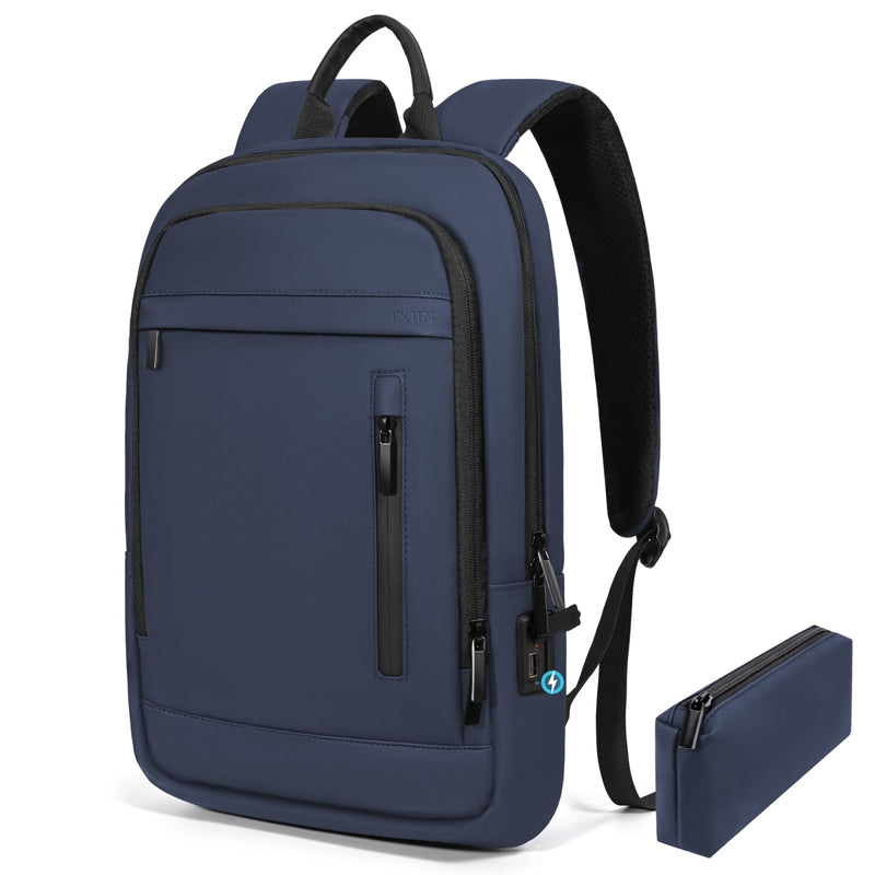Lixiin Business Backpack for Men Lightweight Commute Laptop Backpack Anti - Theft Water Resistant Backpack for 17.3 Inch Computer for Daily Office Work with Small Bag (Blue, 17.3")