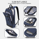 Lixiin Business Backpack for Men Lightweight Commute Laptop Backpack Anti - Theft Water Resistant Backpack for 17.3 Inch Computer for Daily Office Work with Small Bag (Blue, 17.3")