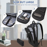 Lixiin Business Backpack for Men Slim Lightweight Laptop Backpack Water Resistant Small Office Backpack for Commute Travel Daily Office Work with Small Bag (Black, 15.6")