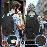 Lixiin Business Backpack for Men Slim Lightweight Laptop Backpack Water Resistant Small Office Backpack for Commute Travel Daily Office Work with Small Bag (Black, 15.6")