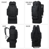Lizbin 100L Camping Hiking Backpack, Military Tactical Backpack Molle Rucksack, Extra Large Hiking Daypack, Water Resistant Hiking Bag, Outdoor Sports Backpack, Adjustable Sport Bag (Black)