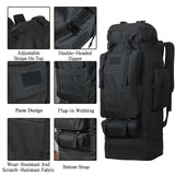 Lizbin 100L Camping Hiking Backpack, Military Tactical Backpack Molle Rucksack, Extra Large Hiking Daypack, Water Resistant Hiking Bag, Outdoor Sports Backpack, Adjustable Sport Bag (Black)