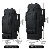 Lizbin 100L Camping Hiking Backpack, Military Tactical Backpack Molle Rucksack, Extra Large Hiking Daypack, Water Resistant Hiking Bag, Outdoor Sports Backpack, Adjustable Sport Bag (Black)