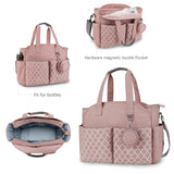 Lmbabter Diaper Bag Tote with Changing Station Upgrade Multi - Function Baby Bag with Adjustable Shoulder Strap (Pink)