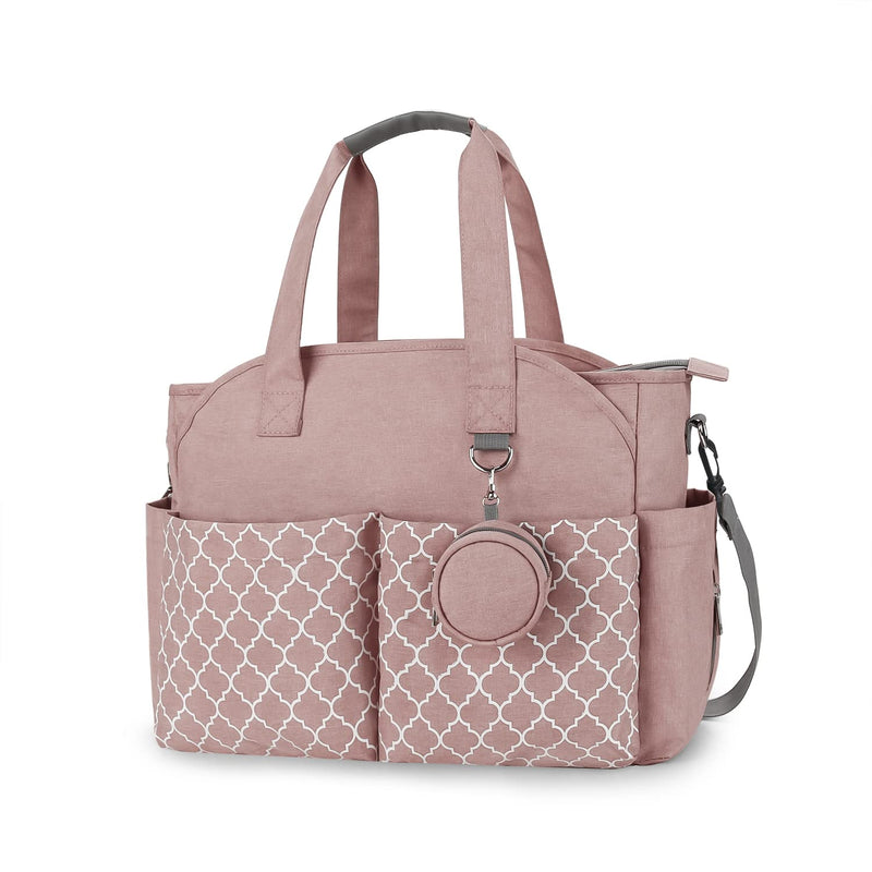 Lmbabter Diaper Bag Tote with Changing Station Upgrade Multi - Function Baby Bag with Adjustable Shoulder Strap (Pink)