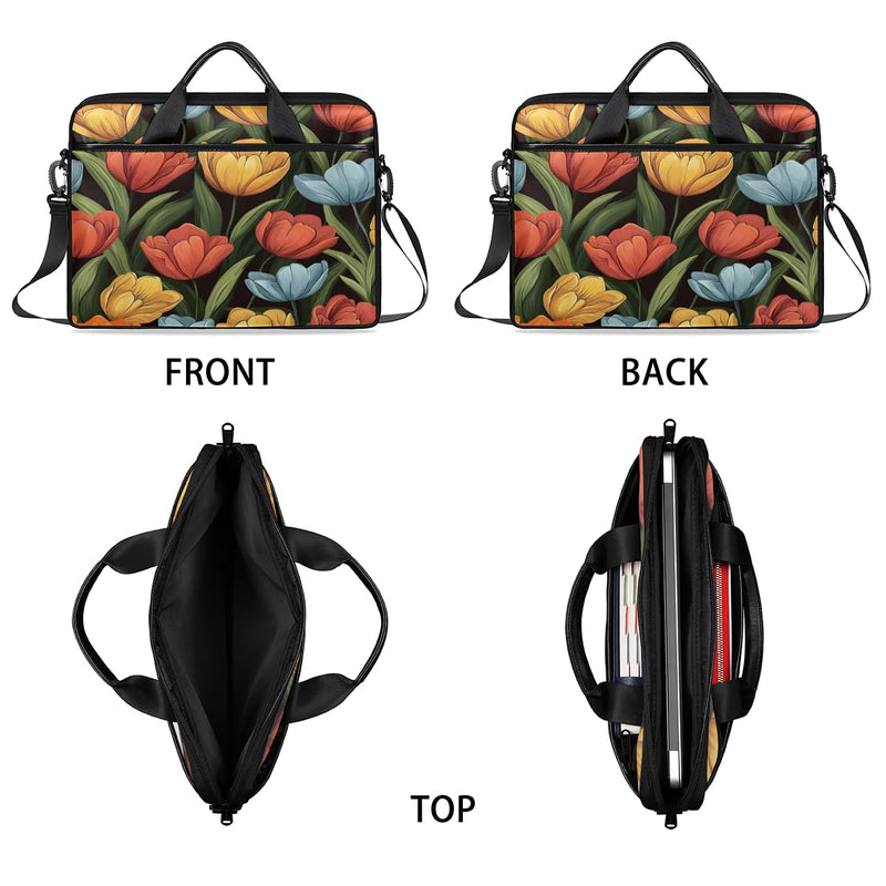 LMHRMWGB Colorful Lily Blooms Laptop Bag for 13 14 15 Inch Laptop, Messenger Shoulder Bag with Handle, Business Computer Bag with Pockets for Work, College, Travel