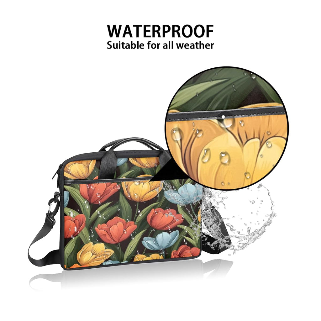 LMHRMWGB Colorful Lily Blooms Laptop Bag for 13 14 15 Inch Laptop, Messenger Shoulder Bag with Handle, Business Computer Bag with Pockets for Work, College, Travel