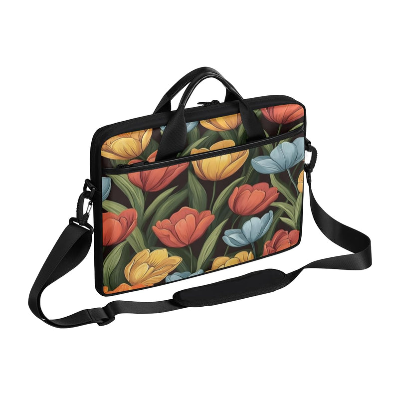 LMHRMWGB Colorful Lily Blooms Laptop Bag for 13 14 15 Inch Laptop, Messenger Shoulder Bag with Handle, Business Computer Bag with Pockets for Work, College, Travel