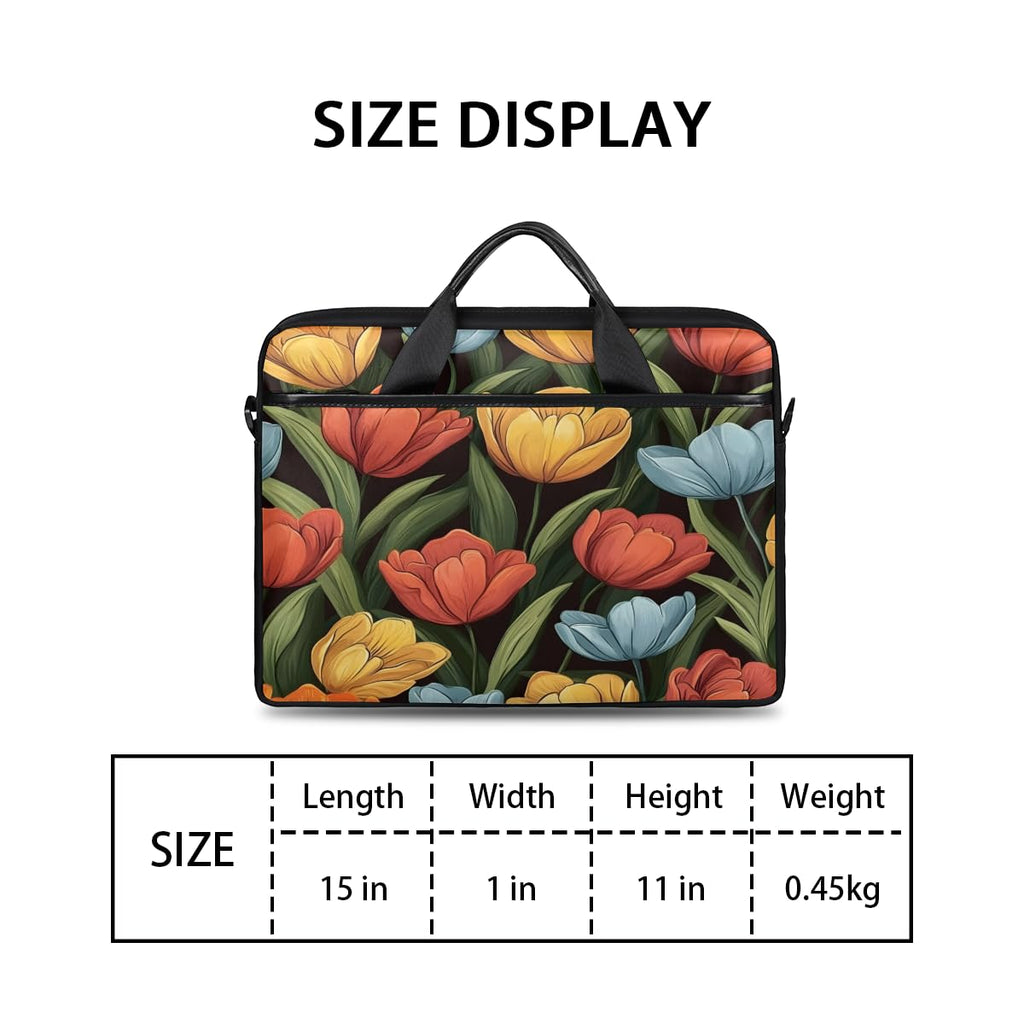 LMHRMWGB Colorful Lily Blooms Laptop Bag for 13 14 15 Inch Laptop, Messenger Shoulder Bag with Handle, Business Computer Bag with Pockets for Work, College, Travel