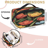 LMHRMWGB Colorful Lily Blooms Travel Makeup Bag, 180° Wide Open Toiletry Bag with Brush Holder, Waterproof Polyester Travel Cosmetic Organizer with Dual Side Pockets for Women