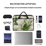 LMHRMWGB White Lily Blooms Laptop Bag for 13 14 15 Inch Laptop, Messenger Shoulder Bag with Handle, Business Computer Bag with Pockets for Work, College, Travel
