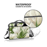 LMHRMWGB White Lily Blooms Laptop Bag for 13 14 15 Inch Laptop, Messenger Shoulder Bag with Handle, Business Computer Bag with Pockets for Work, College, Travel