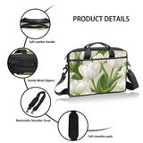 LMHRMWGB White Lily Blooms Laptop Bag for 13 14 15 Inch Laptop, Messenger Shoulder Bag with Handle, Business Computer Bag with Pockets for Work, College, Travel