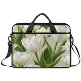 LMHRMWGB White Lily Blooms Laptop Bag for 13 14 15 Inch Laptop, Messenger Shoulder Bag with Handle, Business Computer Bag with Pockets for Work, College, Travel