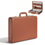LOCKCURX Briefcases for Men, Anti-Theft Dual Lock Briefcase with 16 Inch Laptop Compartment, Waterproof Faux Leather, Brief Cases Men with Multi File Organizer, Perfect for Office, Travel (Brown)